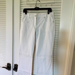 Cache Women's 98% Cotton White Flare Leg Jeans Size 8 Super Soft